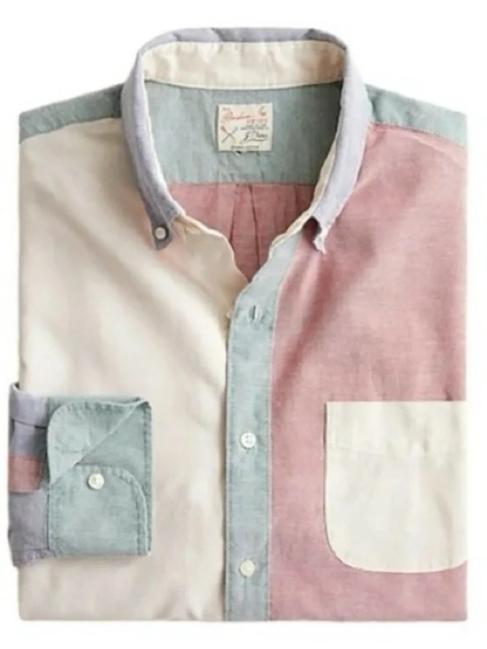 J. Crew Men's Colorblock Button-Down — Pink, White & Gray